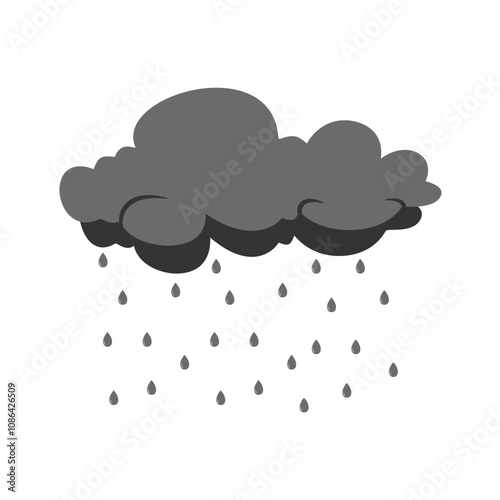 Cloud rain thunderstorm bad weather icon isolated on white background. Illustration