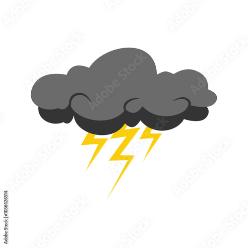 Cloud rain thunderstorm bad weather icon isolated on white background. Illustration