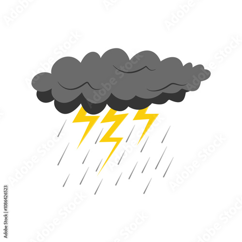 Cloud rain thunderstorm bad weather icon isolated on white background. Illustration