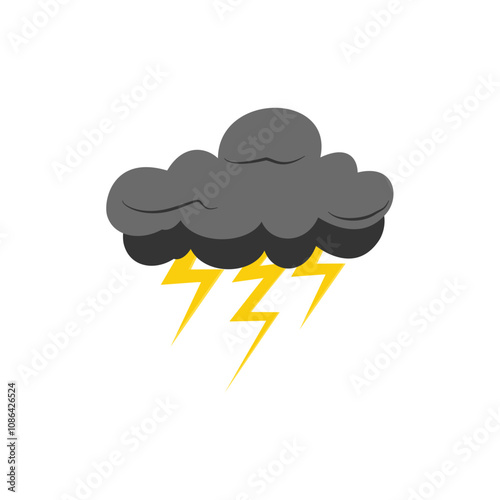 Cloud rain thunderstorm bad weather icon isolated on white background. Illustration