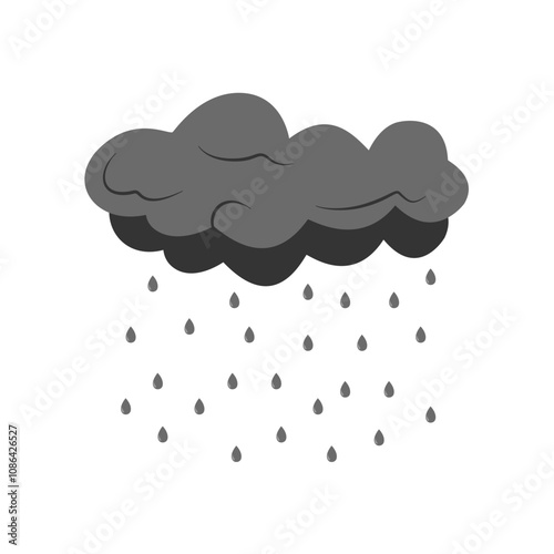 Cloud rain thunderstorm bad weather icon isolated on white background. Illustration