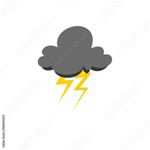 Cloud rain thunderstorm bad weather icon isolated on white background. Illustration