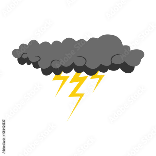 Cloud rain thunderstorm bad weather icon isolated on white background. Illustration