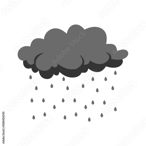 Cloud rain thunderstorm bad weather icon isolated on white background. Illustration