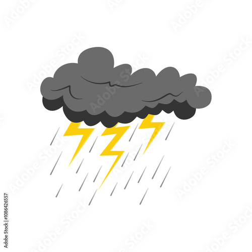 Cloud rain thunderstorm bad weather icon isolated on white background. Illustration