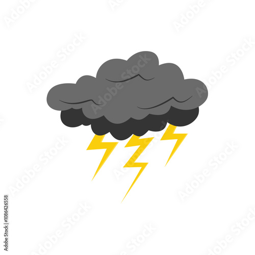 Cloud rain thunderstorm bad weather icon isolated on white background. Illustration