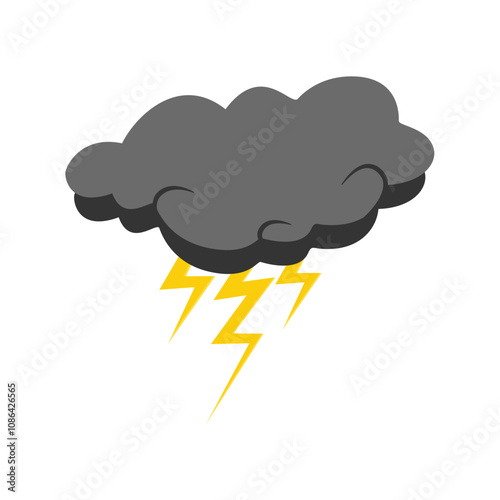 Cloud rain thunderstorm bad weather icon isolated on white background. Illustration