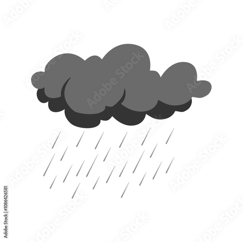 Cloud rain thunderstorm bad weather icon isolated on white background. Illustration