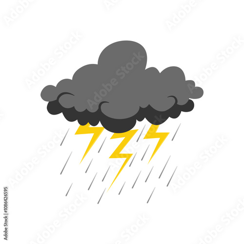 Cloud rain thunderstorm bad weather icon isolated on white background. Illustration