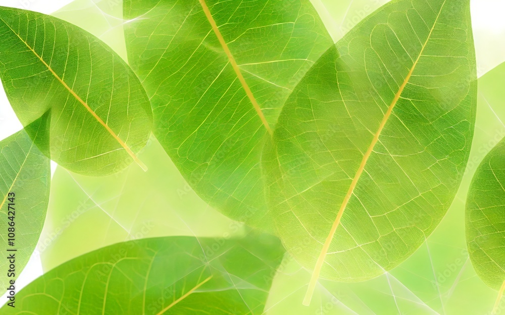 Obraz premium Bright Green Leaf Textures, A Vibrant and Minimal Abstract Design