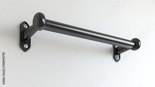 Wallpaper Mural Black Metal Curtain Rod with Round End Caps Mounted on White Wall Torontodigital.ca
