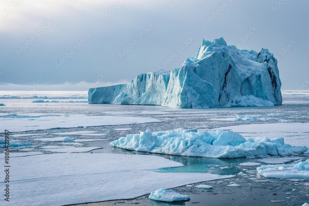 Glacial ice structure in frozen sea, iceberg shape, frozen sea, glacial formation, glacial feature, iceberg shape Glacial ice structure in frozen sea, iceberg shape, frozen sea, glacial formation, glacial feature, iceberg shape