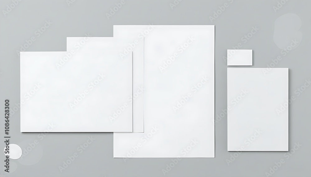 Minimalist modern office design featuring white papers against a gray backdrop.