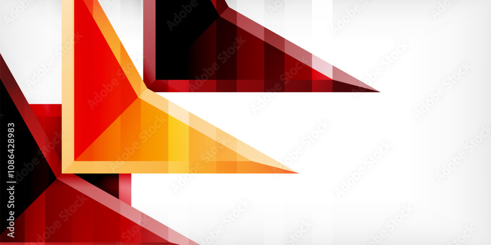 Arrows with 3d effect abstract background. Triangles on light grey backdrop Arrows with 3d effect abstract background. Triangles on light grey backdrop