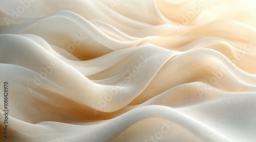 Soft, flowing beige fabric with subtle light and shadow creating gentle waves and textures.