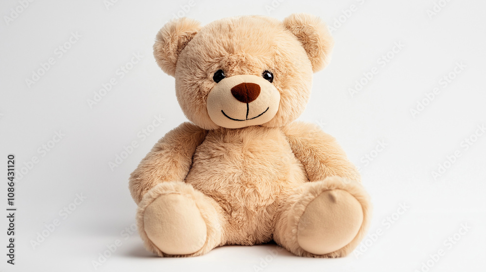 A soft and pleasant teddy bear sitting on a white background A soft and pleasant teddy bear sitting on a white background