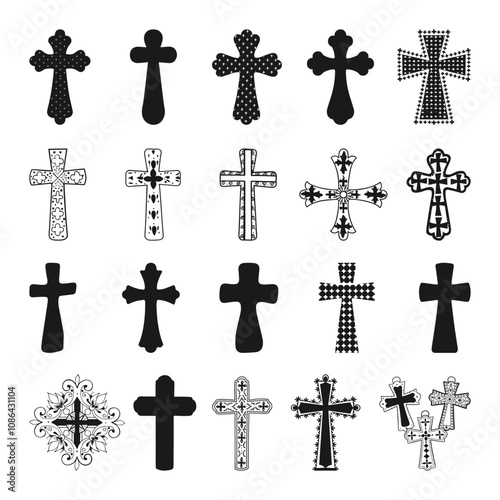 Religious cross design collection Silhouette, Crosses Vector illustration on a religious theme