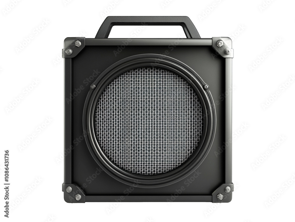 Professional PA speaker with carry handles and protective mesh, isolated on white background Professional PA speaker with carry handles and protective mesh, isolated on white background