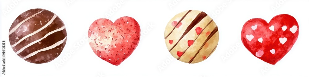 A delightful assortment of heart-shaped chocolates, featuring rich chocolate, strawberry, and decorated designs, perfect for gifting on special occasions. A delightful assortment of heart-shaped chocolates, featuring rich chocolate, strawberry, and decorated designs, perfect for gifting on special occasions.