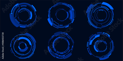 Vector illustrations of Head up display,User interface for game and digital technology background.