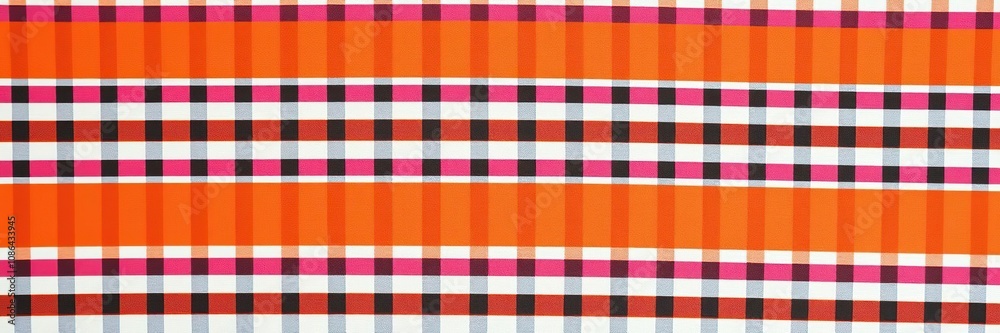 Striped Fabric Pattern with Orange Pink White Black Stripes, bold stripes, textile design, orange pink hue Striped Fabric Pattern with Orange Pink White Black Stripes, bold stripes, textile design, orange pink hue