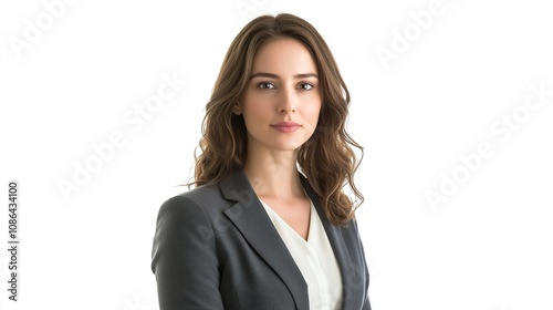 Young Professional Woman in Blazer Standing With Confidence Against a Clean Background, Representing Strength, Style, and Modern Business Aesthetic