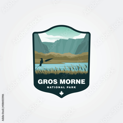 gros morne national park vector travel logo patch