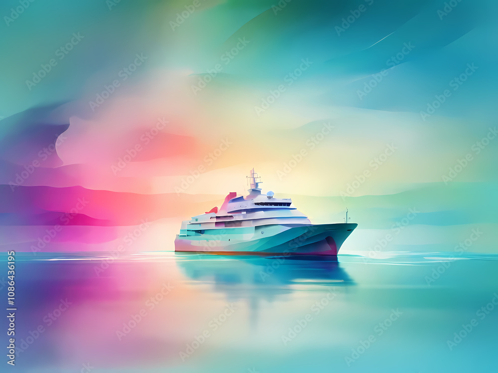 Naklejka premium baground abstract sea colors blur with little modern ship