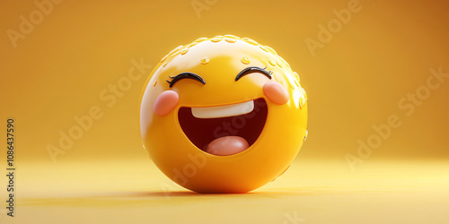 laughing emoji. A yellow emoji with a big smile and closed eyes,