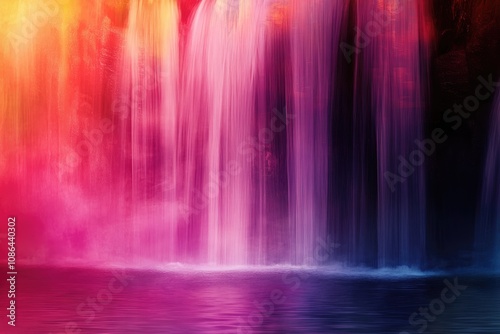 Abstract Waterfall in Vivid Hues of Purple, Pink, and Yellow