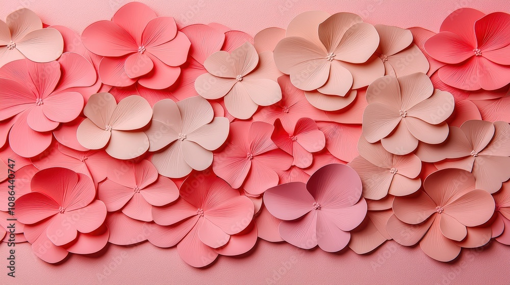 Fototapeta premium Elegant Pink and Peach Paper Flowers Floral Background 3D Illustration
