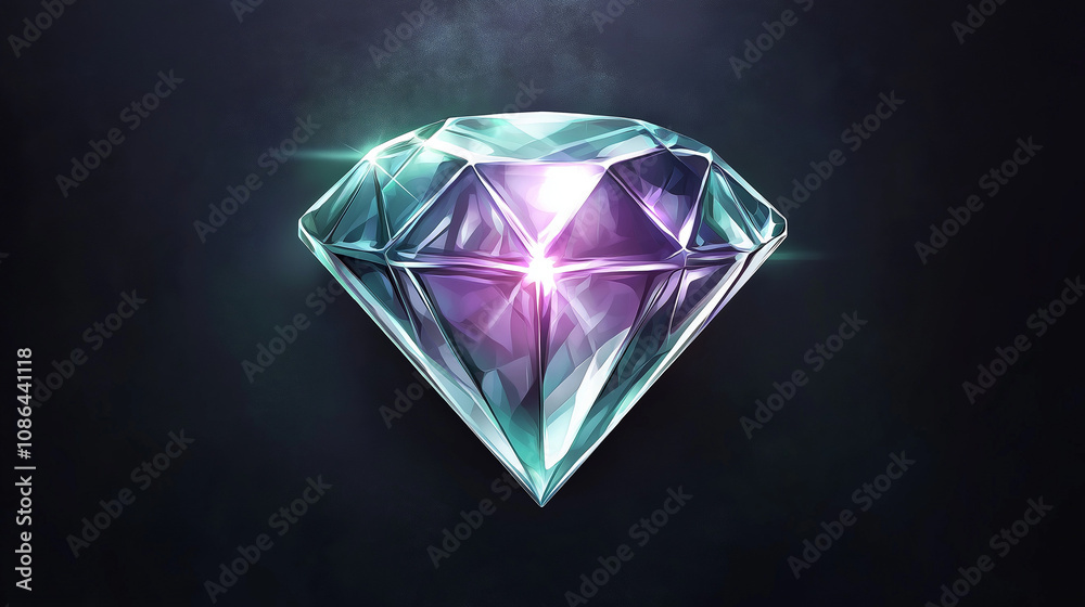 A detailed diamond with precise geometric edges, highlighted on a dark background A detailed diamond with precise geometric edges, highlighted on a dark background