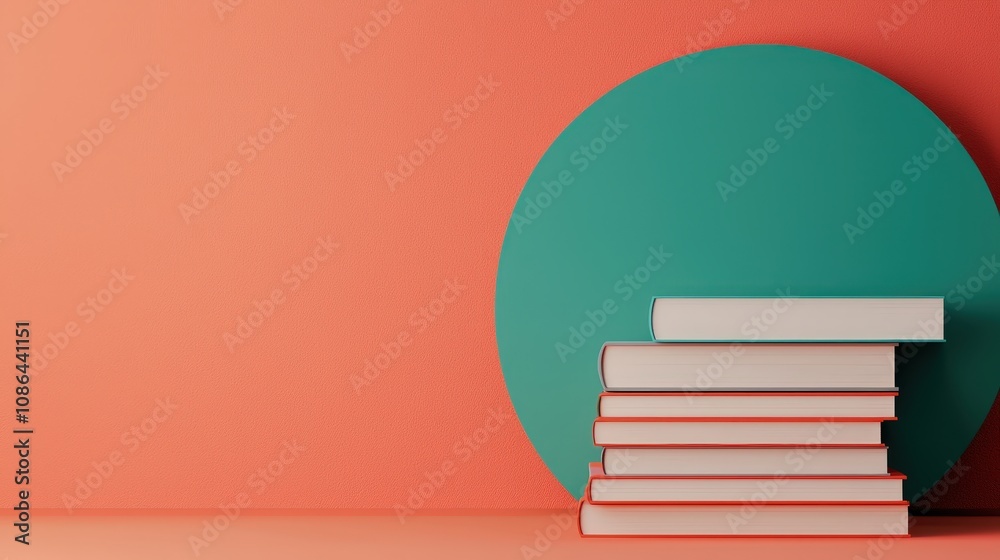 Stack of Books on Coral and Teal Background Education Learning Knowledge Stack of Books on Coral and Teal Background Education Learning Knowledge