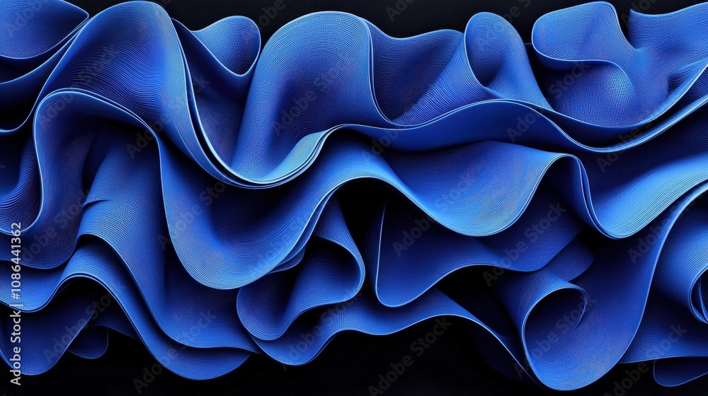 Abstract Blue Fabric Waves 3D Rendered Texture Background Abstract Blue Fabric Waves 3D Rendered Texture Background