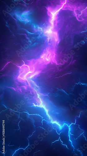 Electric discharges, neon blue and purple soft glow
