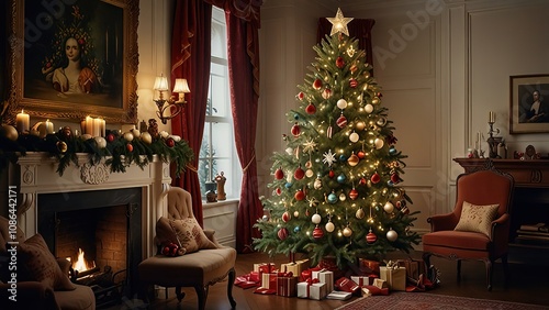 Festive Christmas Decor in Elegant Living Room Setting