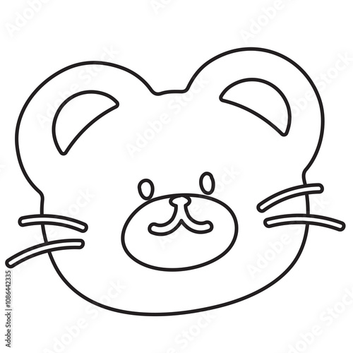 Teddy bear face outline for kid colouring book, art, painting, animal, tattoo, zoo, souvenir shop, cartoon character, comic, mascot, happy emoji, cute patch, fabric print, plush toy, kid doll, sketch