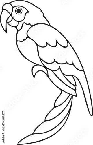 Hand drawn Parrot outline illustration 01