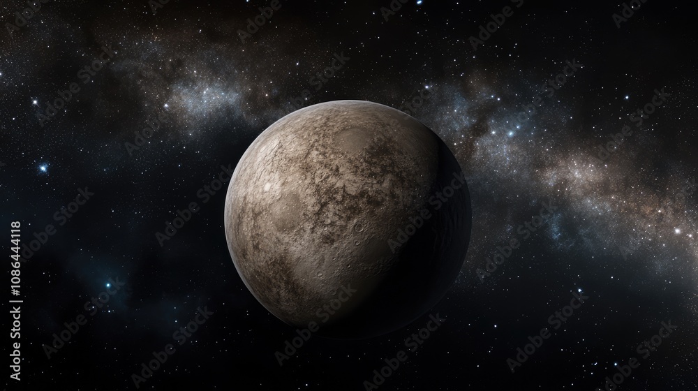 Fototapeta premium The graceful planet sparkling in the infinite starry sky, capturing the magic of space.