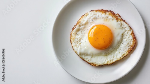 Fried egg on a white plate