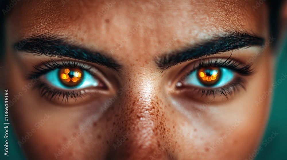 Close up Eyes Reflecting City Lights Bokeh Curiosity Close up Eyes Reflecting City Lights Bokeh Curiosity