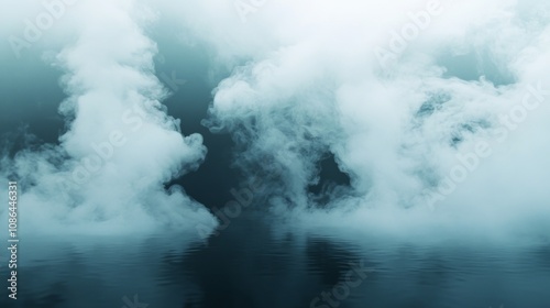 Ethereal Mist Floating Over a Calm Water Surface Creating a Serene and Mystical Atmosphere Ideal for Abstract Art and Tranquil Background Perspectives