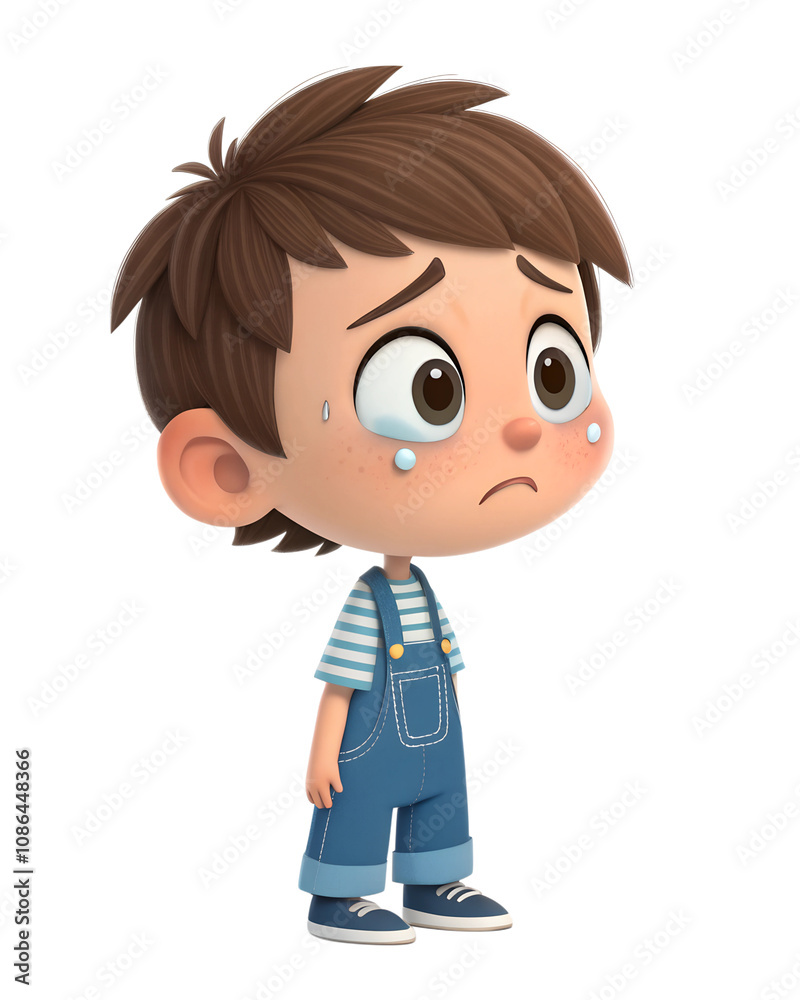 3d style, Cute boy, Crying. isolated on a transparent background 3d style, Cute boy, Crying. isolated on a transparent background