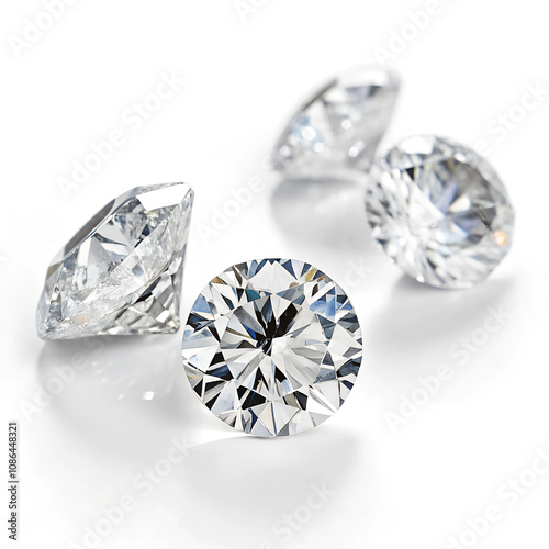 18 carat diamonds that sparkle beautifully, isolated on white background