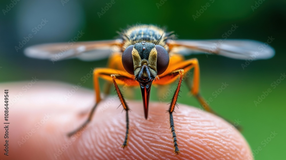 Close-up of Insect with Yellow Details on Finger Close-up of Insect with Yellow Details on Finger