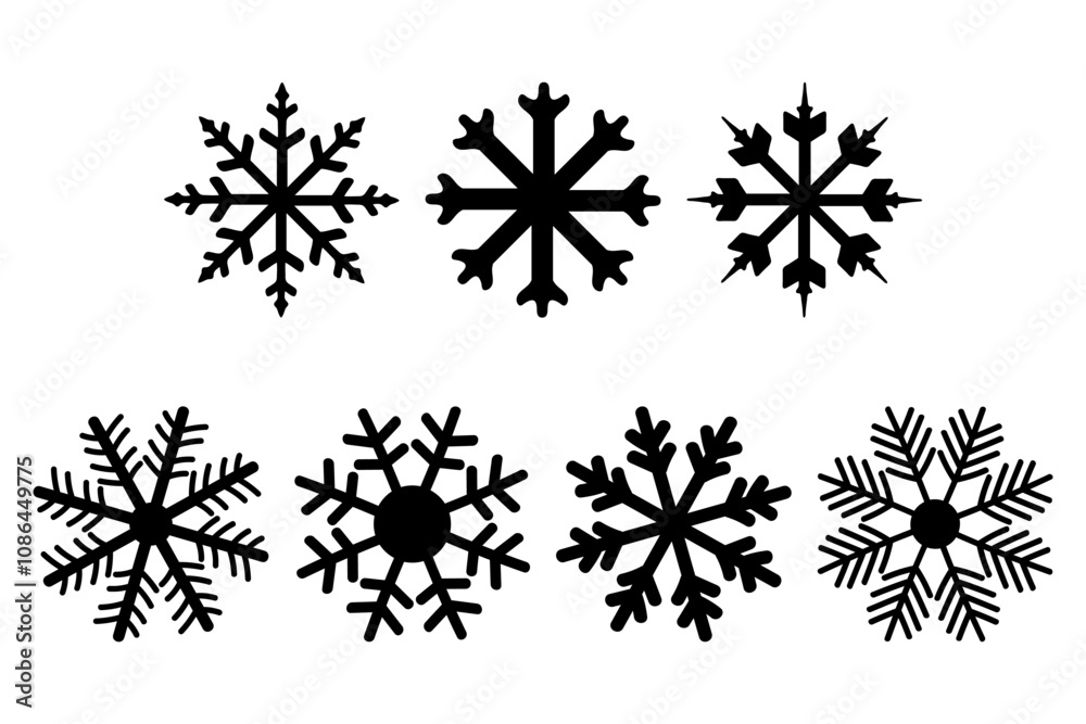 Simple Snowflake Illustration Design Set Simple Snowflake Illustration Design Set