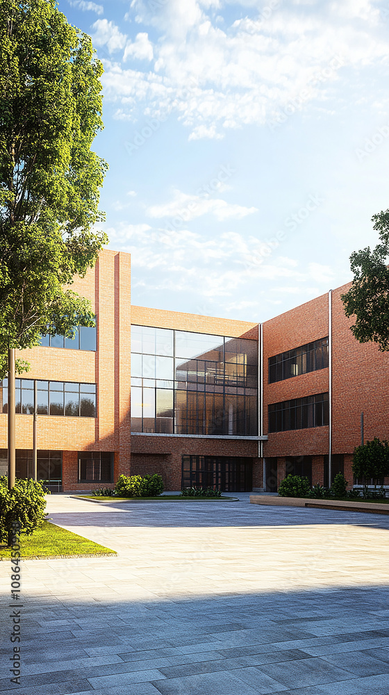Naklejka premium Modern 3D illustration of a classic school building design