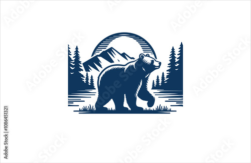  bear silhouette vector outline illustration logo