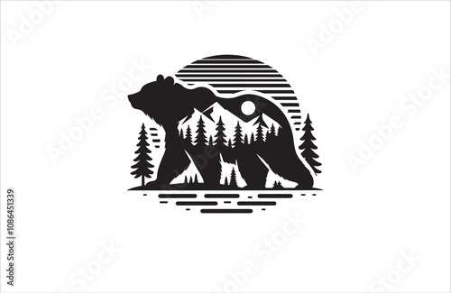  bear silhouette vector outline illustration logo