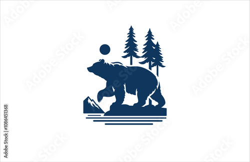  bear silhouette vector outline illustration logo
